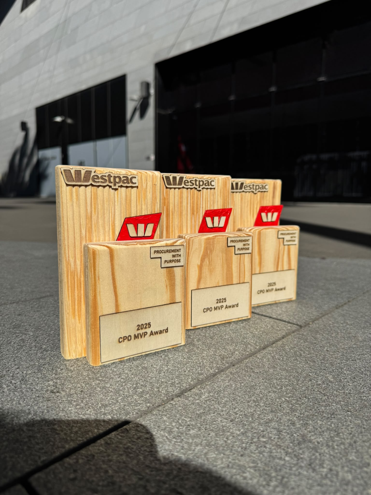 Westpac Procurement With Purpose CPO MVP awards in reclaimed Australian timber.